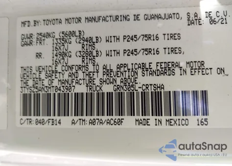 2021 Toyota Tacoma Sr V6 from USA, damaged, VIN 3TYSZ5AN3MT043907